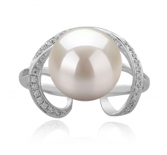 10-11mm AAAA Quality Freshwater Cultured Pearl Ring in Sheila White