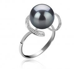 10-11mm AAA Quality Tahitian Cultured Pearl Ring in Sheila Black