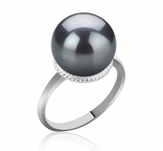 10-11mm AAA Quality Tahitian Cultured Pearl Ring in Tindra Black