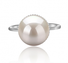 10-11mm AAAA Quality Freshwater Cultured Pearl Ring in Tindra White