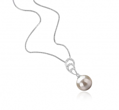 10-11mm AAAA Quality Freshwater Cultured Pearl Pendant in Camille White
