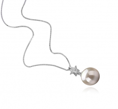 9-10mm AAAA Quality Freshwater Cultured Pearl Pendant in Star White
