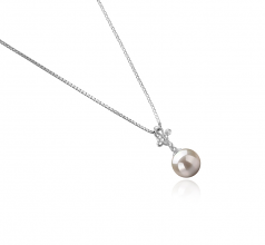 7-8mm AA Quality Japanese Akoya Cultured Pearl Pendant in Coralie White