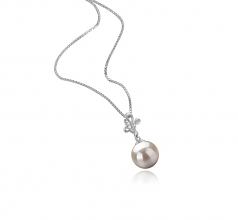 7-8mm AA Quality Japanese Akoya Cultured Pearl Pendant in Coralie White