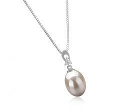 9-10mm AAA Quality Freshwater Cultured Pearl Pendant in Bambie White