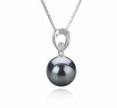10-11mm AAA Quality Tahitian Cultured Pearl Pendant in Emilia Black
