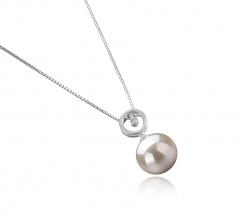 10-11mm AAAA Quality Freshwater Cultured Pearl Pendant in Aurora White