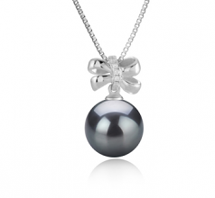 10-11mm AAA Quality Tahitian Cultured Pearl Pendant in Marte Black
