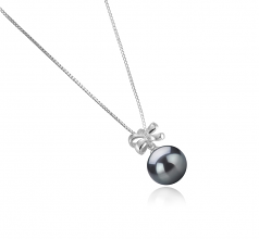 10-11mm AAA Quality Tahitian Cultured Pearl Pendant in Marte Black