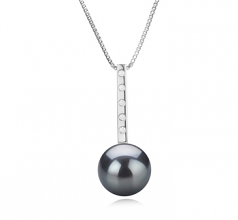 11-12mm AAA Quality Tahitian Cultured Pearl Pendant in Vanna Black