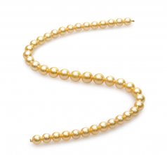 9-12mm AA Quality South Sea Cultured Pearl Necklace in 18-inch Gold