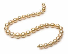 10.1-12.5mm Baroque Quality South Sea Cultured Pearl Necklace in Golden 18-inch Gold