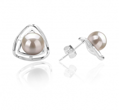 6-7mm AAAA Quality Freshwater Cultured Pearl Earring Pair in Rowan White