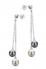 7-8mm AAAA Quality Freshwater Cultured Pearl Earring Pair in Dolly Black