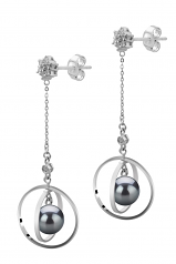 6-7mm AA Quality Japanese Akoya Cultured Pearl Earring Pair in Paula Black