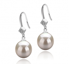 8-9mm AAAA Quality Freshwater Cultured Pearl Earring Pair in Ethel White