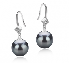 8-9mm AAAA Quality Freshwater Cultured Pearl Earring Pair in Ethel Black