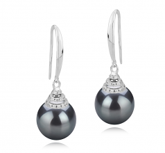 10-11mm AAA Quality Tahitian Cultured Pearl Earring Pair in Roxanne Black