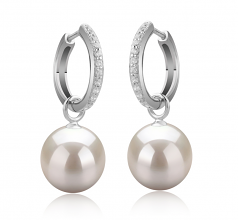10-11mm AAAA Quality Freshwater Cultured Pearl Earring Pair in Rosalind White