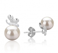 7-8mm AA Quality Japanese Akoya Cultured Pearl Earring Pair in Marsha White