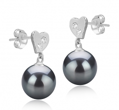 8-9mm AAAA Quality Freshwater Cultured Pearl Earring Pair in Taima Black