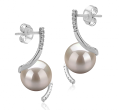 8-9mm AAAA Quality Freshwater Cultured Pearl Earring Pair in Mathilde White