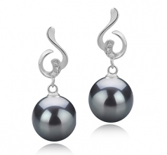 8-9mm AAAA Quality Freshwater Cultured Pearl Earring Pair in Priscilla Black