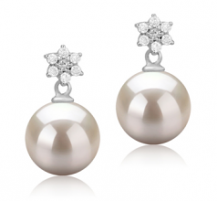 8-9mm AAAA Quality Freshwater Cultured Pearl Earring Pair in Wilma White