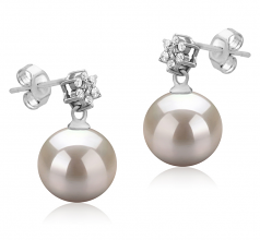 8-9mm AAAA Quality Freshwater Cultured Pearl Earring Pair in Wilma White