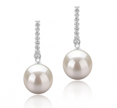 10-11mm AAAA Quality Freshwater Cultured Pearl Earring Pair in Verna White
