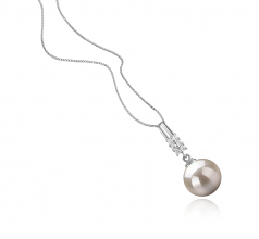 9-10mm AAAA Quality Freshwater Cultured Pearl Pendant in Thelma White