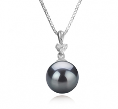 8-9mm AA Quality Japanese Akoya Cultured Pearl Pendant in Ellice Black