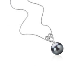 9-10mm AAA Quality Tahitian Cultured Pearl Pendant in Adelina Black