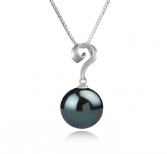 11-12mm AAA Quality Tahitian Cultured Pearl Pendant in Lorna Black