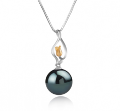 11-12mm AAA Quality Tahitian Cultured Pearl Pendant in Caresse Black