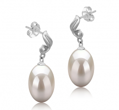 9-10mm AAA Quality Freshwater Cultured Pearl Earring Pair in Deborah White