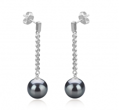 10-11mm AAA Quality Tahitian Cultured Pearl Earring Pair in Porsha Black