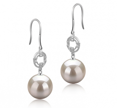 10-11mm AAAA Quality Freshwater Cultured Pearl Earring Pair in Adelle White