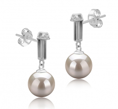 8-9mm AAAA Quality Freshwater Cultured Pearl Earring Pair in Aoife White