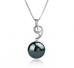 11-12mm AAA Quality Tahitian Cultured Pearl Pendant in Sofie Black