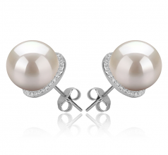 10-11mm AAAA Quality Freshwater Cultured Pearl Earring Pair in Tammy White