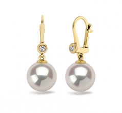 8.5-9mm AAAA Quality Freshwater Cultured Pearl Earring Pair in Illuminate White