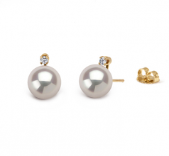 9-10mm AAAA Quality Freshwater Cultured Pearl Earring Pair in Eternity White