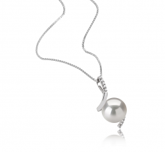 9-10mm AAAA Quality Freshwater Cultured Pearl Pendant in Mathilde White