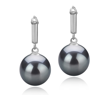 8-9mm AAAA Quality Freshwater Cultured Pearl Earring Pair in Aoife Black 8-9mm AAAA Quality Freshwater Cultured Pearl Earring Pair in Aoife Black