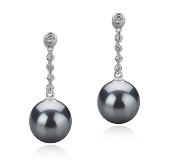 9-10mm AAA Quality Tahitian Cultured Pearl Earring Pair in Ariel Black 9-10mm AAA Quality Tahitian Cultured Pearl Earring Pair in Ariel Black