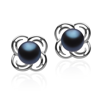 7-8mm AA Quality Freshwater Cultured Pearl Earring Pair in Bella Black 7-8mm AA Quality Freshwater Cultured Pearl Earring Pair in Bella Black