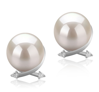 10-11mm AAAA Quality Freshwater Cultured Pearl Earring Pair in Berry White 10-11mm AAAA Quality Freshwater Cultured Pearl Earring Pair in Berry White