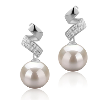 9-10mm AAAA Quality Freshwater Cultured Pearl Earring Pair in Blair White 9-10mm AAAA Quality Freshwater Cultured Pearl Earring Pair in Blair White
