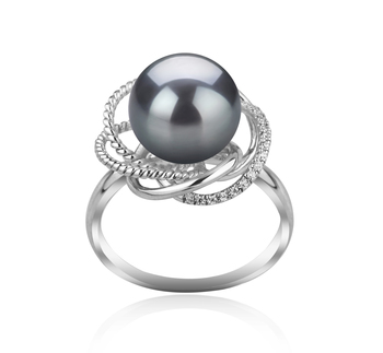 9-10mm AAA Quality Tahitian Cultured Pearl Ring in Bobbie Black 9-10mm AAA Quality Tahitian Cultured Pearl Ring in Bobbie Black